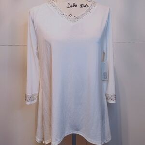 Croft & Barrow Embellished V-Neck Top